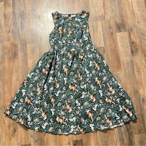 Retrolicious 1X whimsical forest animals dress